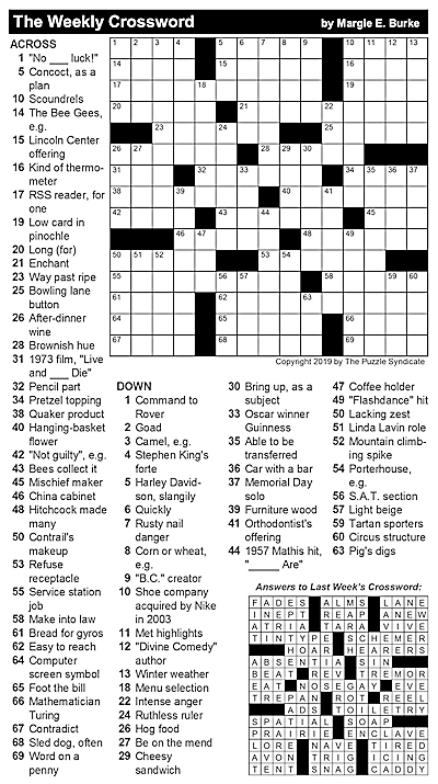 The Puzzle Syndicate Newspaper Crossword And Sudoku Puzzles